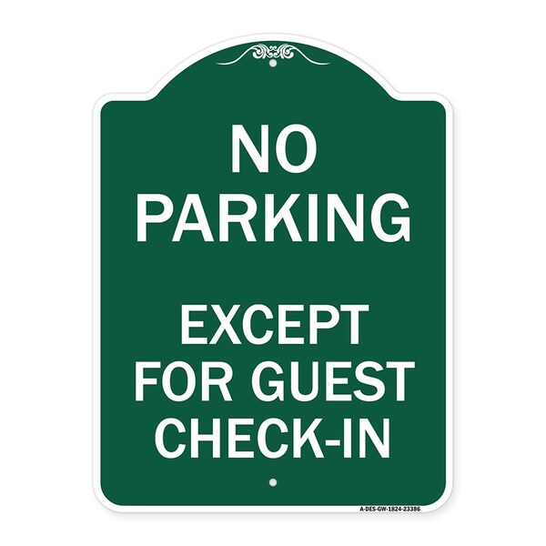 Parking Reserved for Guests Only, Green & White Aluminum Sign, 18" x 24", GW-1824-23386